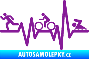 Samolepka Srdeční tep 012 levá triatlon fialová