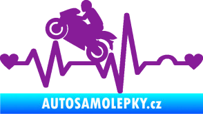 Samolepka Srdeční tep 013 levá motorkář fialová