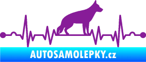 Samolepka Srdeční tep 014 pravá německý ovčák fialová