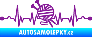 Samolepka Srdeční tep 016 pravá pletení fialová