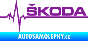 Samolepka Srdeční tep 034 pravá Škoda fialová