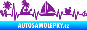 Samolepka Srdeční tep 094 pravá dovolená u moře fialová