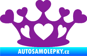 Samolepka Srdíčka korunka fialová