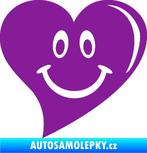 Samolepka Srdíčko 014 pravá s úsměvem fialová