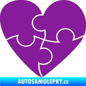 Samolepka Srdíčko 018 pravá puzzle fialová