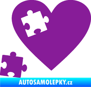 Samolepka Srdíčko 022 levá vypadlý puzzlík fialová