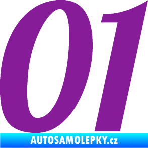 Samolepka Startovní číslo 01 typ 3 fialová