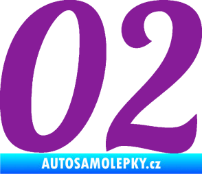 Samolepka Startovní číslo 02 typ 3 fialová