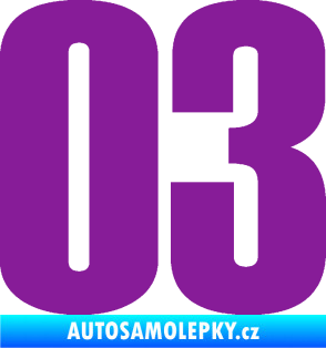 Samolepka Startovní číslo 03 typ 2   fialová