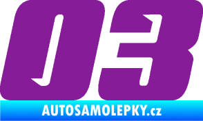 Samolepka Startovní číslo 03 typ 6 fialová