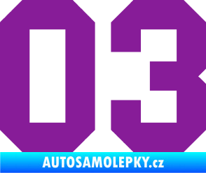 Samolepka Startovní číslo 03 fialová