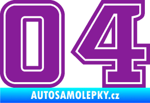 Samolepka Startovní číslo 04 typ 5 fialová