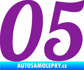 Samolepka Startovní číslo 05 typ 3 fialová