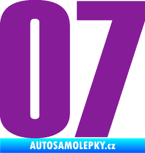 Samolepka Startovní číslo 07 typ 2   fialová
