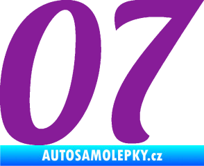 Samolepka Startovní číslo 07 typ 3 fialová