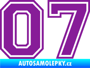 Samolepka Startovní číslo 07 typ 4 fialová