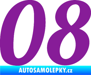 Samolepka Startovní číslo 08 typ 3 fialová