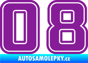 Samolepka Startovní číslo 08 typ 5 fialová