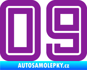 Samolepka Startovní číslo 09 typ 7 fialová