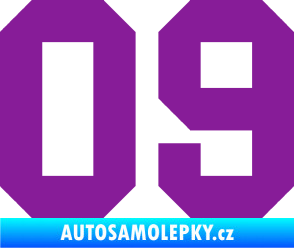 Samolepka Startovní číslo 09 fialová