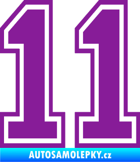 Samolepka Startovní číslo 11 typ 4 fialová