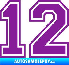 Samolepka Startovní číslo 12 typ 4 fialová
