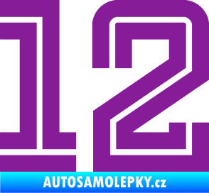 Samolepka Startovní číslo 12 typ 7 fialová