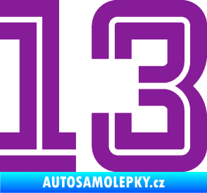 Samolepka Startovní číslo 13 typ 7 fialová