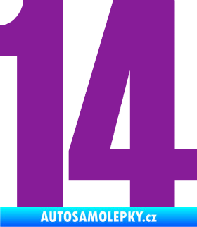 Samolepka Startovní číslo 14 typ 2 fialová