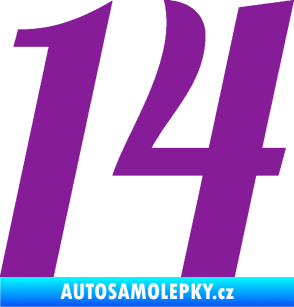 Samolepka Startovní číslo 14 typ 3      fialová