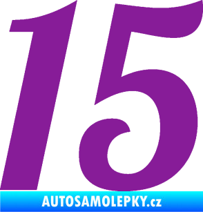 Samolepka Startovní číslo 15 typ 3      fialová