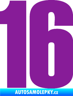 Samolepka Startovní číslo 16 typ 2   fialová