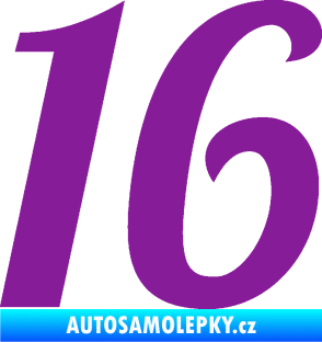 Samolepka Startovní číslo 16 typ 3       fialová