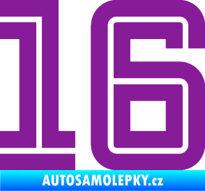 Samolepka Startovní číslo 16 typ 7 fialová