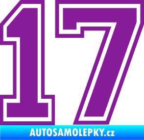 Samolepka Startovní číslo 17 typ 4 fialová