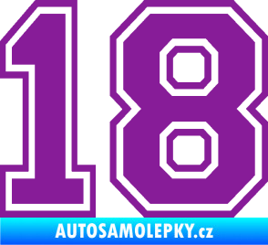 Samolepka Startovní číslo 18 typ 4 fialová