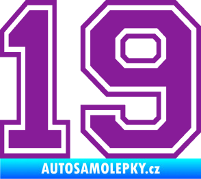 Samolepka Startovní číslo 19 typ 4 fialová
