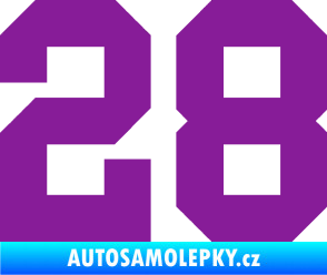Samolepka Startovní číslo 28 fialová