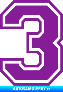 Samolepka Startovní číslo 3 typ 4 fialová
