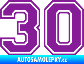 Samolepka Startovní číslo 30 typ 4 fialová
