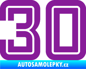 Samolepka Startovní číslo 30 typ 7 fialová