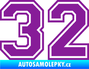 Samolepka Startovní číslo 32 typ 4 fialová