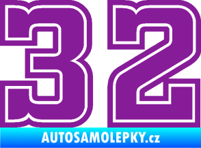 Samolepka Startovní číslo 32 typ 5 fialová