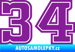 Samolepka Startovní číslo 34 typ 5 fialová