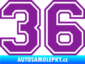 Samolepka Startovní číslo 36 typ 4 fialová