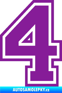 Samolepka Startovní číslo 4 typ 4 fialová