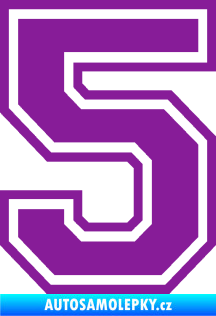 Samolepka Startovní číslo 5 typ 4 fialová