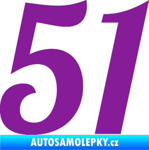 Samolepka Startovní číslo 51 typ 3 fialová