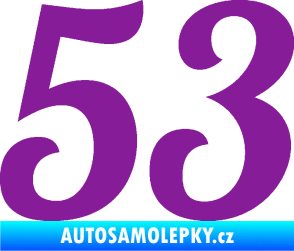 Samolepka Startovní číslo 53 typ 3 fialová