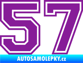 Samolepka Startovní číslo 57 typ 4 fialová